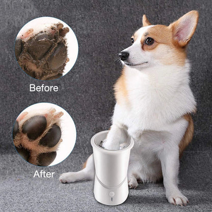 Belro automatic paw cleaner for dogs with soft brushes and water basin, designed to gently clean pet paws before indoor entry.