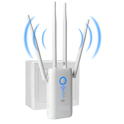 Belro wireless WiFi repeater and signal booster extending internet range for home or office use.