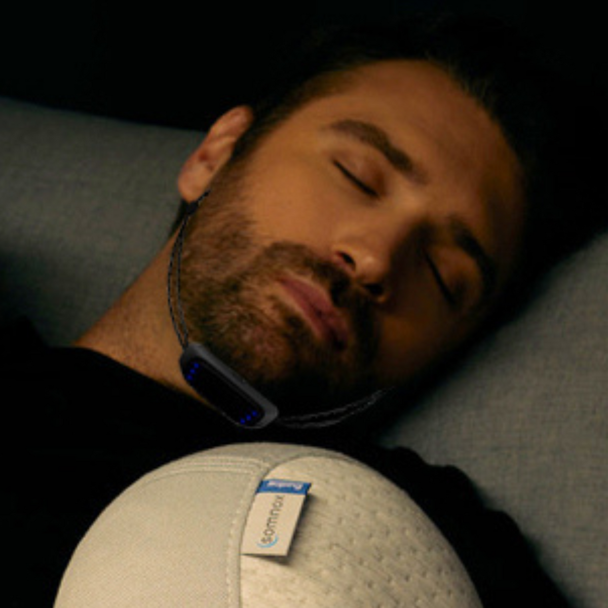 Belro Smart Tens muscle tightening anti-snoring chin strap device for better sleep and snoring reduction.