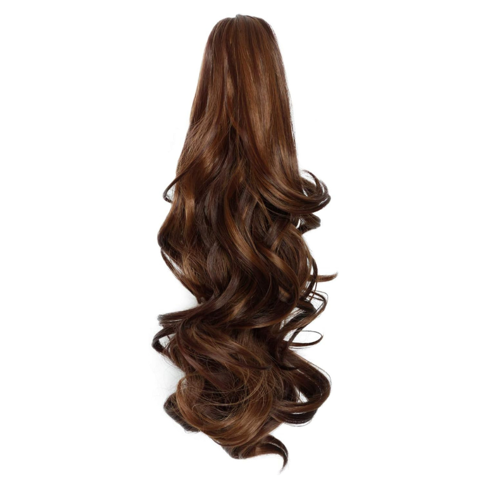 Belro long ponytail clip-on hair extension showing a sleek, natural-looking hair clamp for easy attachment and styling.