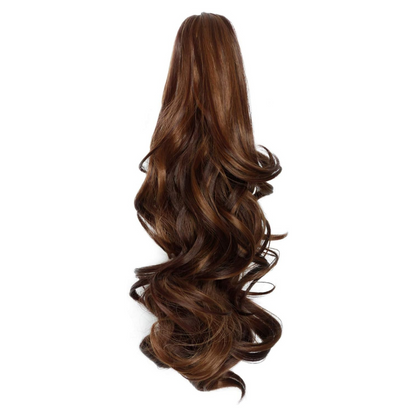 Belro long ponytail clip-on hair extension showing a sleek, natural-looking hair clamp for easy attachment and styling.