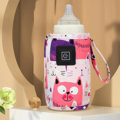 Belro portable USB baby bottle warmer with a bottle of milk inside, designed for easy feeding on the go.