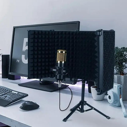 Belro voice recording sound isolation booth with noise shield for home studio, designed to reduce sound interference.