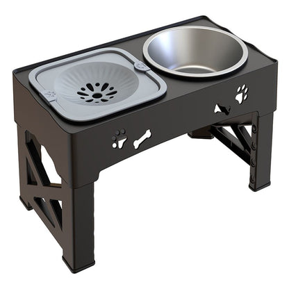 Belro adjustable raised pet dog slow feeder with multiple height settings and non-slip base for easy feeding.