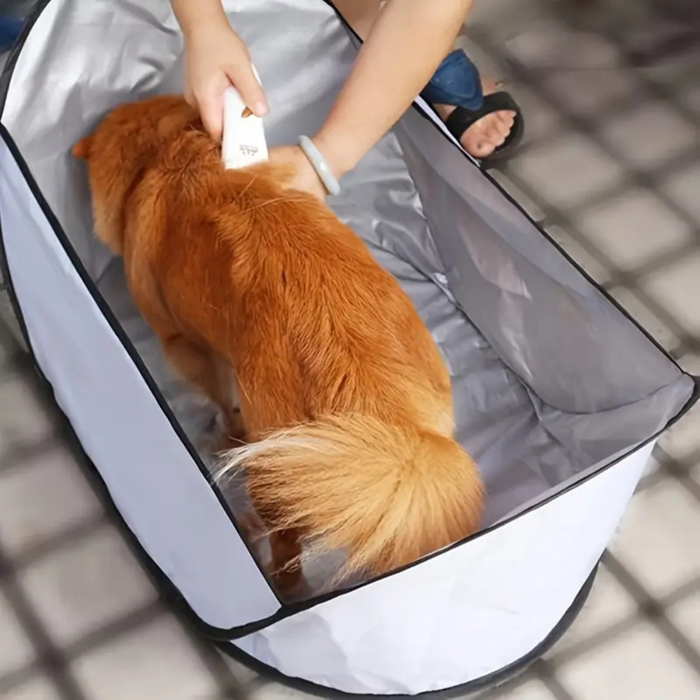Belro waterproof pet grooming hair catcher for dogs and cats, designed to trap loose hair during grooming sessions.