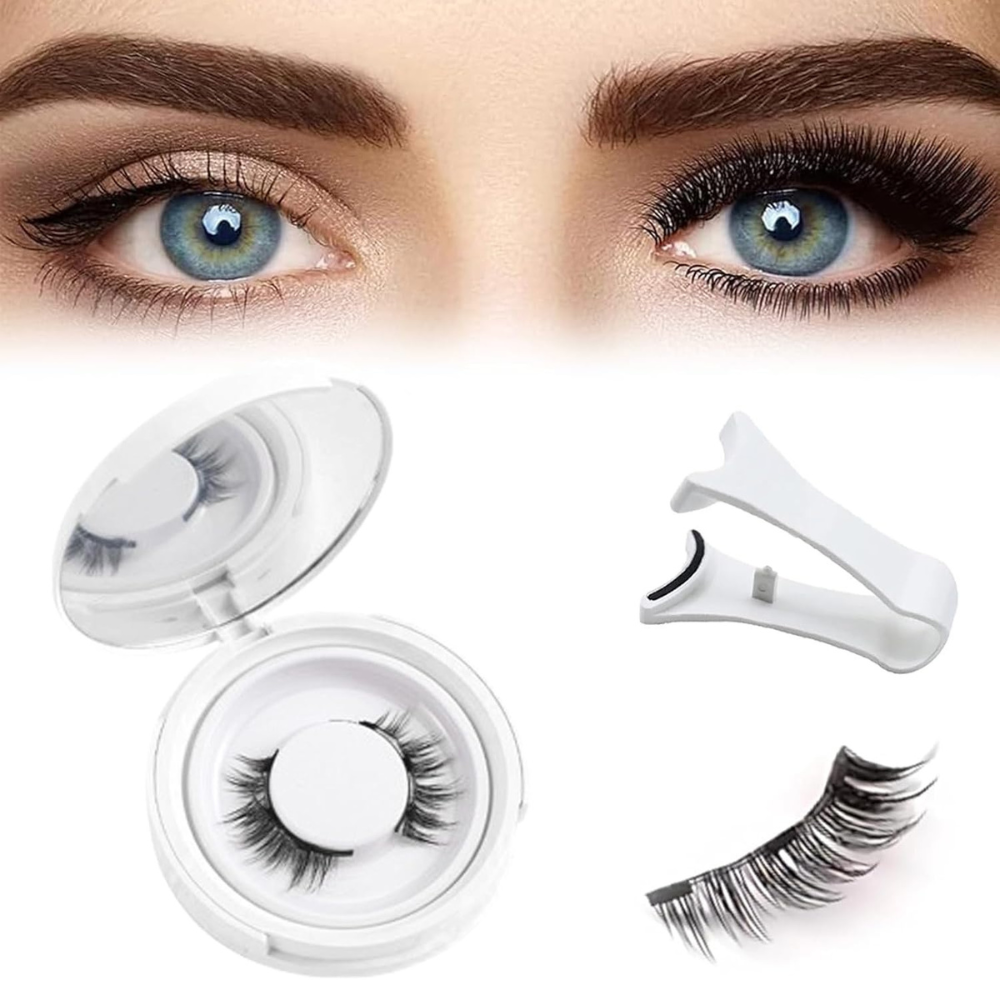 Belro reusable magnetic eyelash and tweezer set, beauty makeup tools, featuring magnetic lashes and precision tweezers.