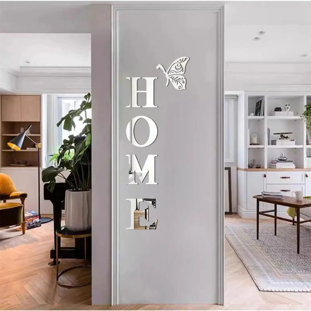 Belro 3D mirror wall sticker for home entrance decor, modern reflective design for stylish interior enhancement.