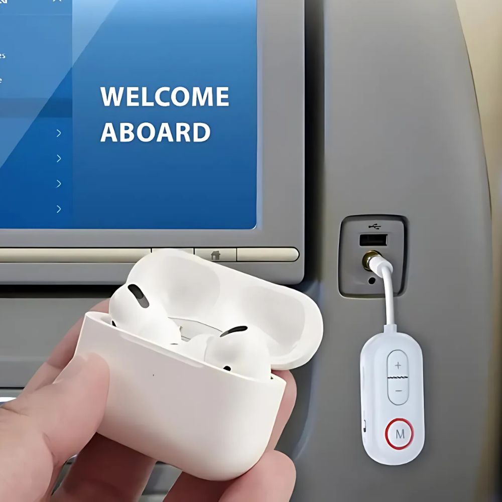 Belro wireless Bluetooth 5.4 audio transmitter and receiver with microphone, compact electronic airplane adapter for audio devices