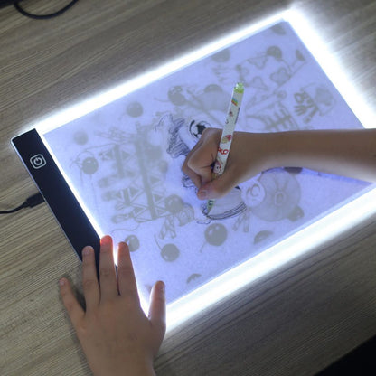 Men's ultra-thin LED drawing tablet for tracing and sketching, Belro brand, with a sleek design and illuminated surface.