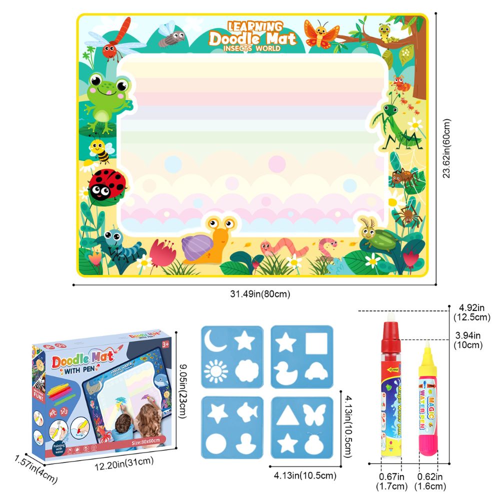 Belro Magic Reusable Doodle Mat for Kids with colorful drawings and no mess coloring surface, perfect for creative play.