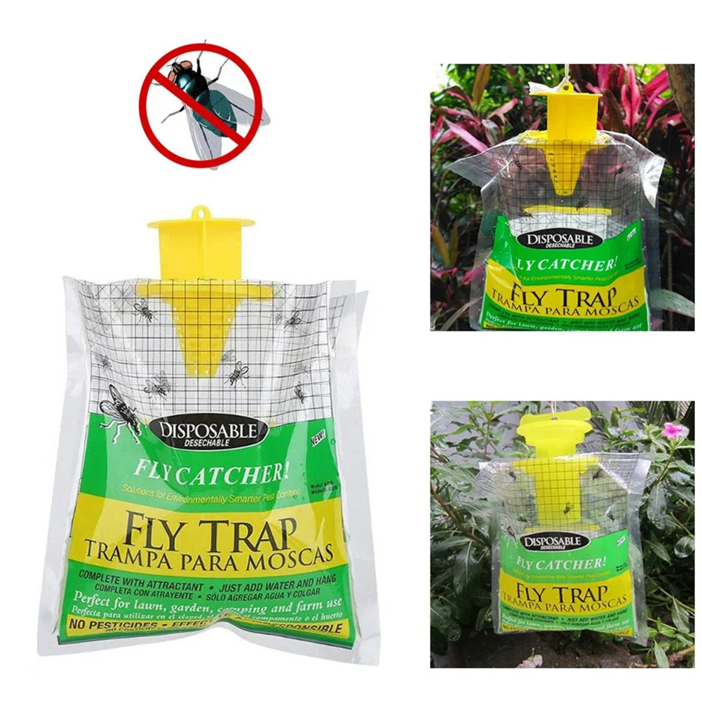 Belro Eco Disposable Outdoor Fly Trap for pest control in home and garden, showing the trap device outdoors.