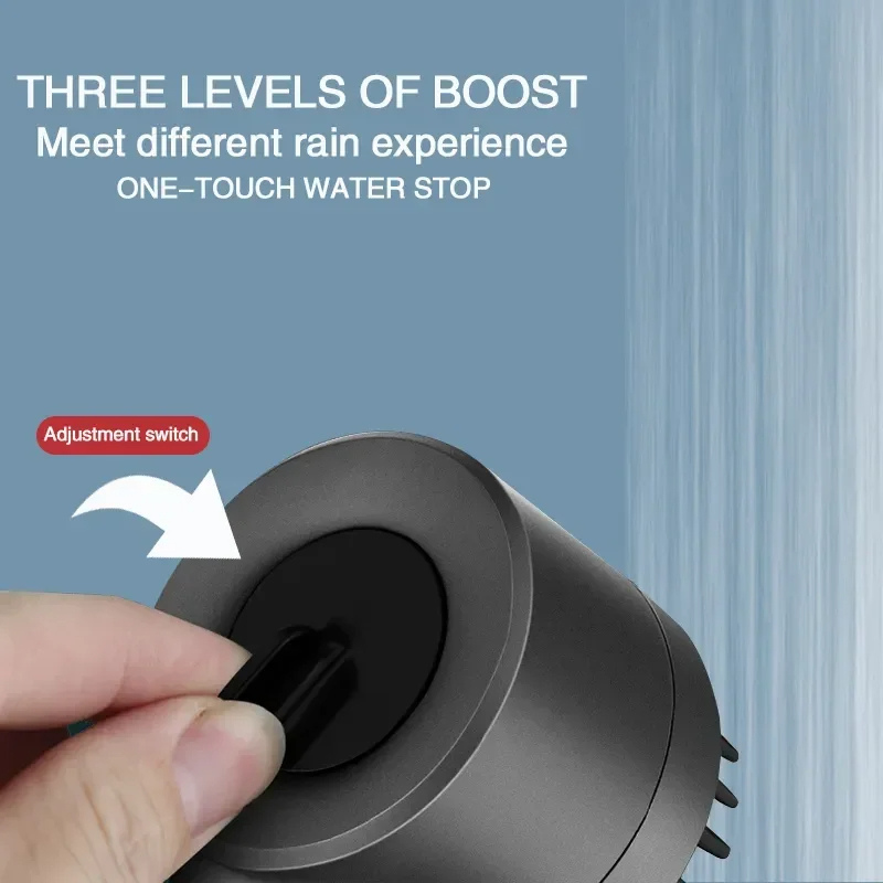 Belro water filtering shower head with multiple spray settings, mounted on a bathroom shower arm, showcasing its modern design.