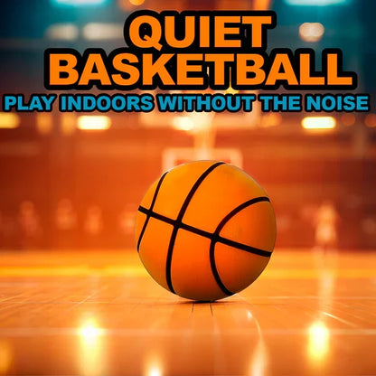 Belro Silent Basketball for team sports, showing a close-up of the textured orange rubber surface and black logo details.
