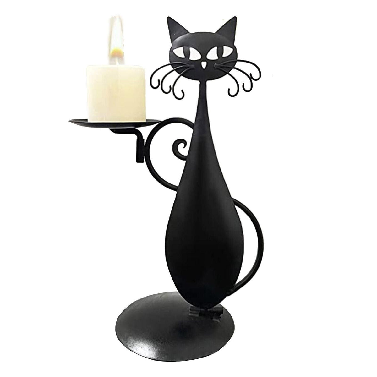 Black cat-shaped candle holder by Belro, decorative black feline ornament for home fragrance display