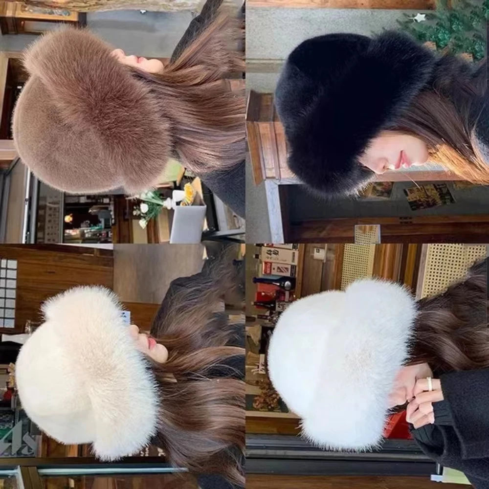 Belro women's plush winter bucket hat in soft, cozy fabric, perfect for cold weather, shown in a close-up view.