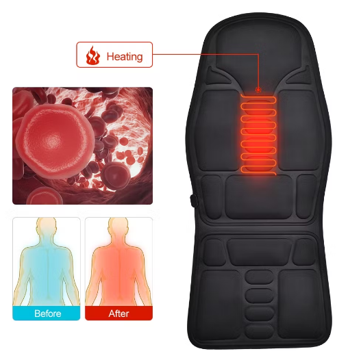 Belro massage chair pad in black with ergonomic design, featuring built-in massagers for relaxing health and beauty therapy.