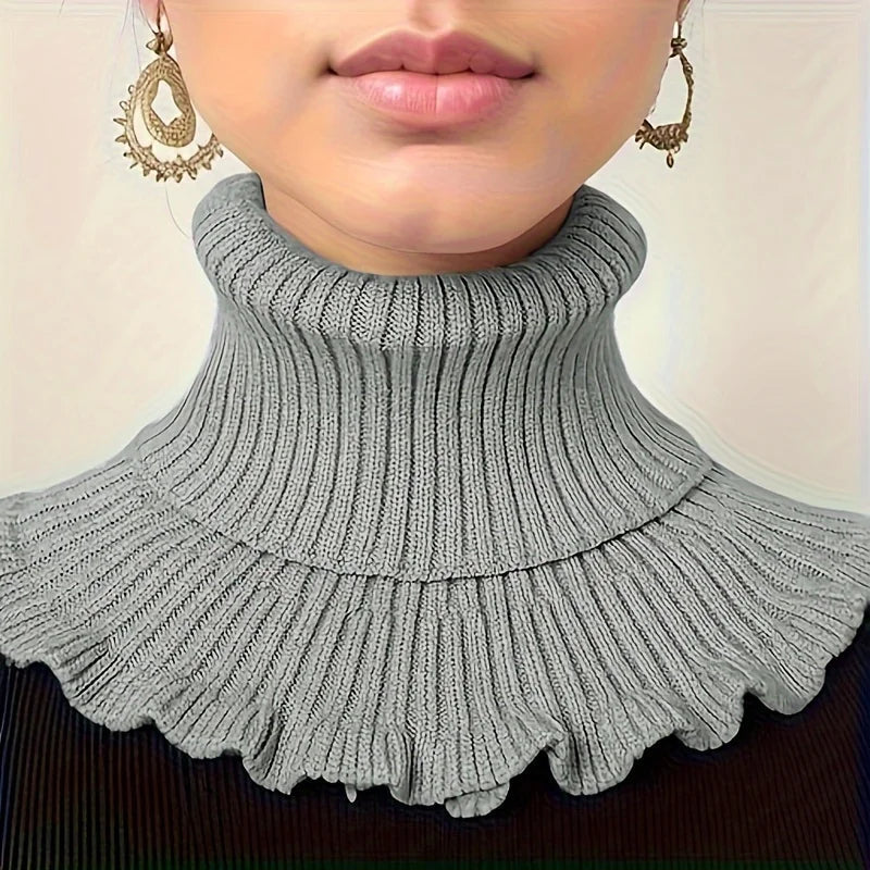 Belro elegant knitted turtleneck neck scarf for women, showcasing soft, cozy fabric and stylish design in a neutral color.