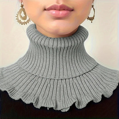 Belro elegant knitted turtleneck neck scarf for women, showcasing soft, cozy fabric and stylish design in a neutral color.