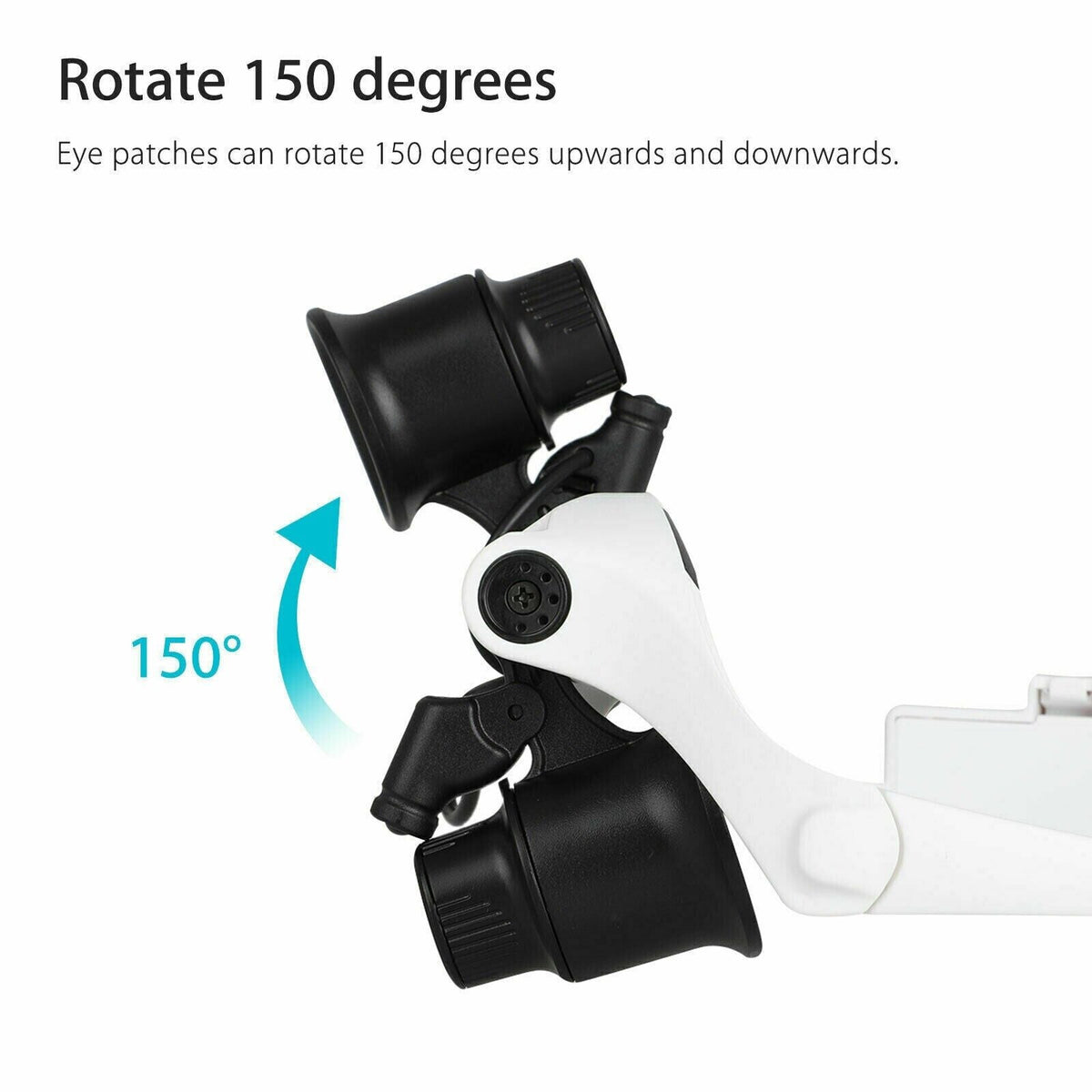 Belro headband magnifier with 8 lenses and LED light, jeweler glasses for detailed close-up work and precision inspection.