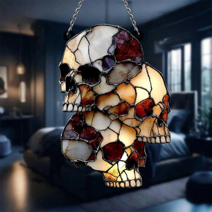 Belro hanging skeleton head Halloween skull decoration for home and garden, featuring a spooky, realistic skull with hanging design.