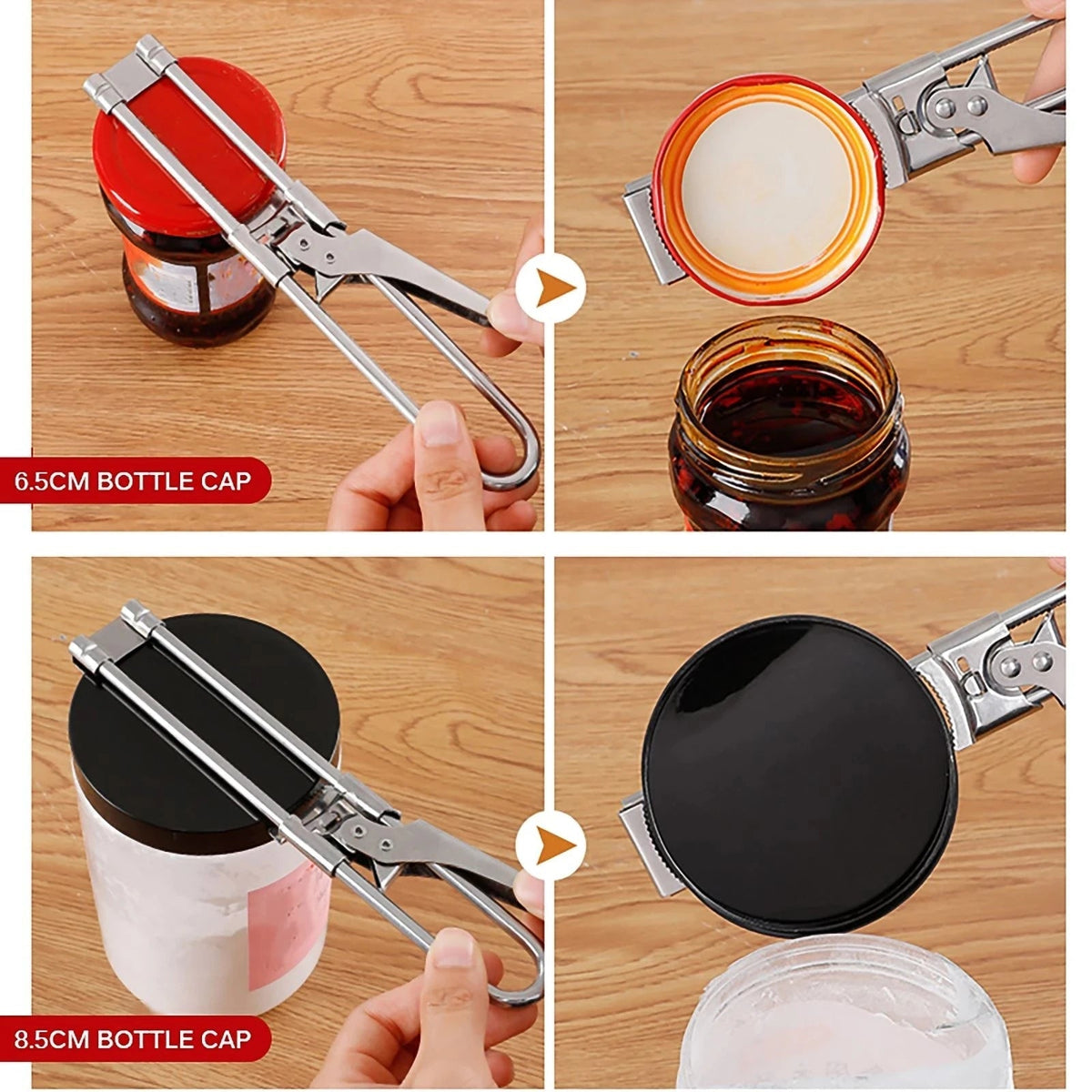 Belro adjustable stainless steel multi-function jar opener with ergonomic grip for easy opening of jars and bottles in kitchen.