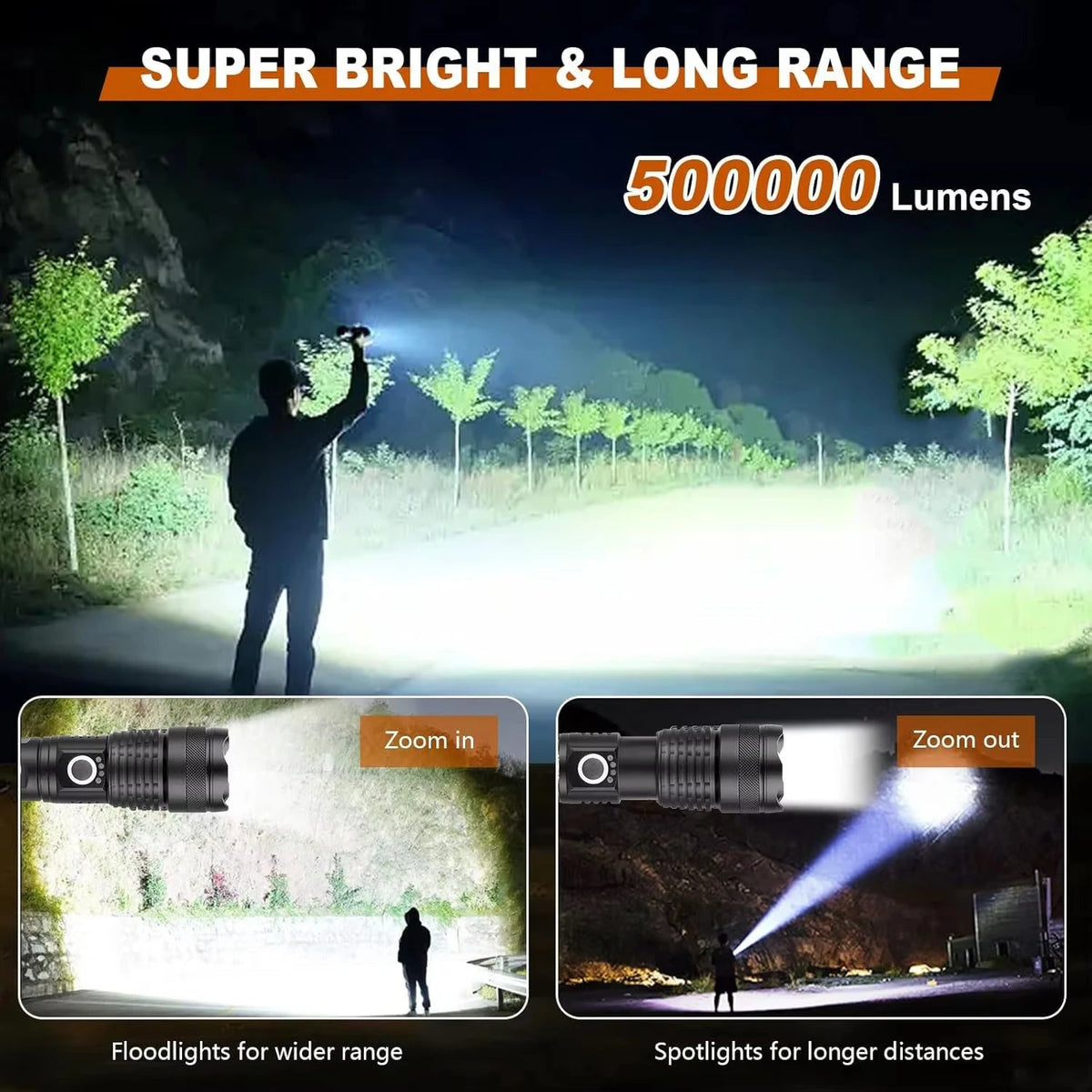Belro high lumen rechargeable flashlight emitting bright light, compact handheld LED flashlight for outdoor and emergency use