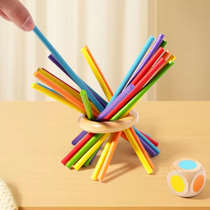 Mivoza wooden stacking tower game for children ages 3+, featuring colorful, interlocking wooden blocks for fine motor skill development.