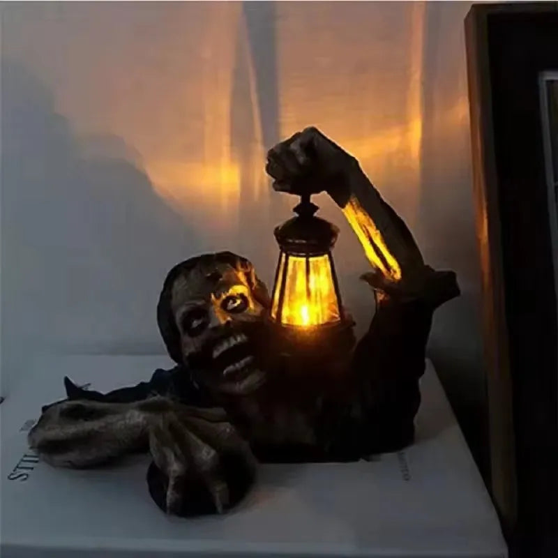 Belro scary zombie outdoor Halloween umbrella with LED light, featuring a detailed zombie figure for spooky seasonal decor.