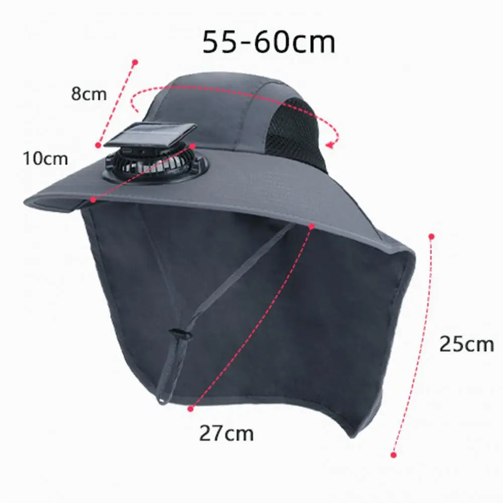 Belro solar fan hat with wide brim and UV protection, outdoor sun hat with built-in fan for cooling.