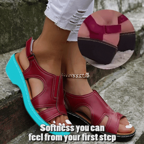 Belro premium leather wedge sandals with open toes and ankle straps, stylish footwear for casual or dressy occasions.