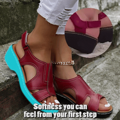 Belro premium leather wedge sandals with open toes and ankle straps, stylish footwear for casual or dressy occasions.