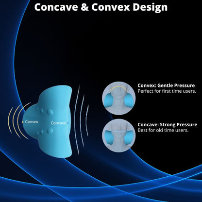 Belro cervical neck stretcher pillow for chiropractic traction and pain relief, shown with adjustable straps and ergonomic design.