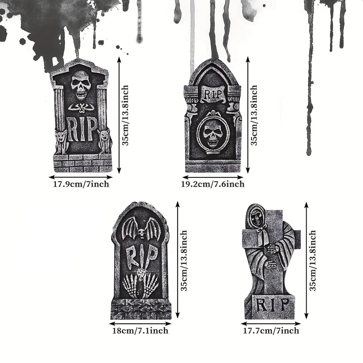 Belro Halloween tombstone gravestones with stakes for outdoor home and garden Halloween decorations, realistic spooky design.