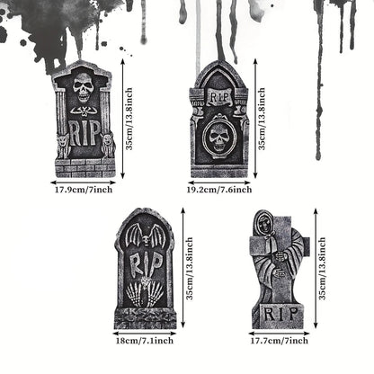 Belro Halloween tombstone gravestones with stakes for outdoor home and garden Halloween decorations, realistic spooky design.