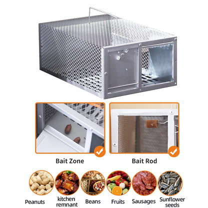 Belro single door reusable metal mouse trap cage for pest control, with open door and metal mesh design for mice capture.