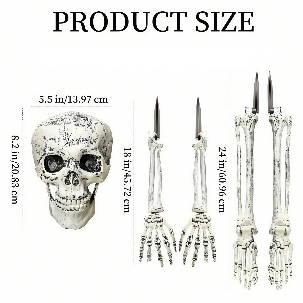 Belro spooky skeleton yard decoration with realistic bones, designed for outdoor Halloween decor, features a detailed skeleton figure.