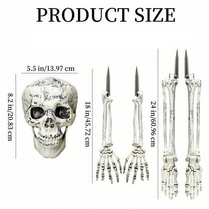 Belro spooky skeleton yard decoration with realistic bones, designed for outdoor Halloween decor, features a detailed skeleton figure.