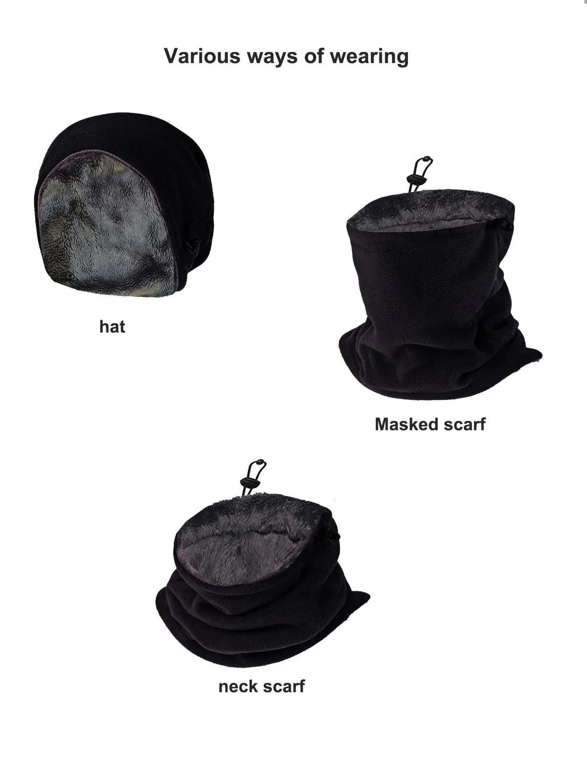 Belro fleece balaclava face mask and neck warmer worn by a person, showing full coverage for cold weather protection.