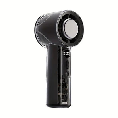 Belro handheld rechargeable fan for outdoor use, compact design with adjustable settings, ideal for outdoor gardening and home cooling.