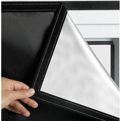Belro black blackout adhesive window cover shade for men, designed to block sunlight and reduce glare in clothing or window areas.