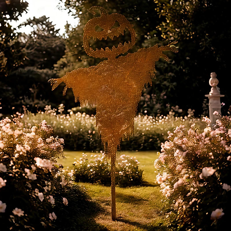 Rustic scary pumpkin scarecrow Halloween decor for men, featuring a rustic pumpkin face and scarecrow design by Belro.