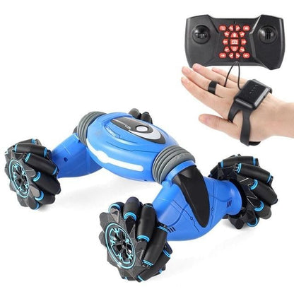 Belro gesture-controlled stunt car performing 360-degree spins, toy car with remote-free gesture control, suitable for kids and fun play.