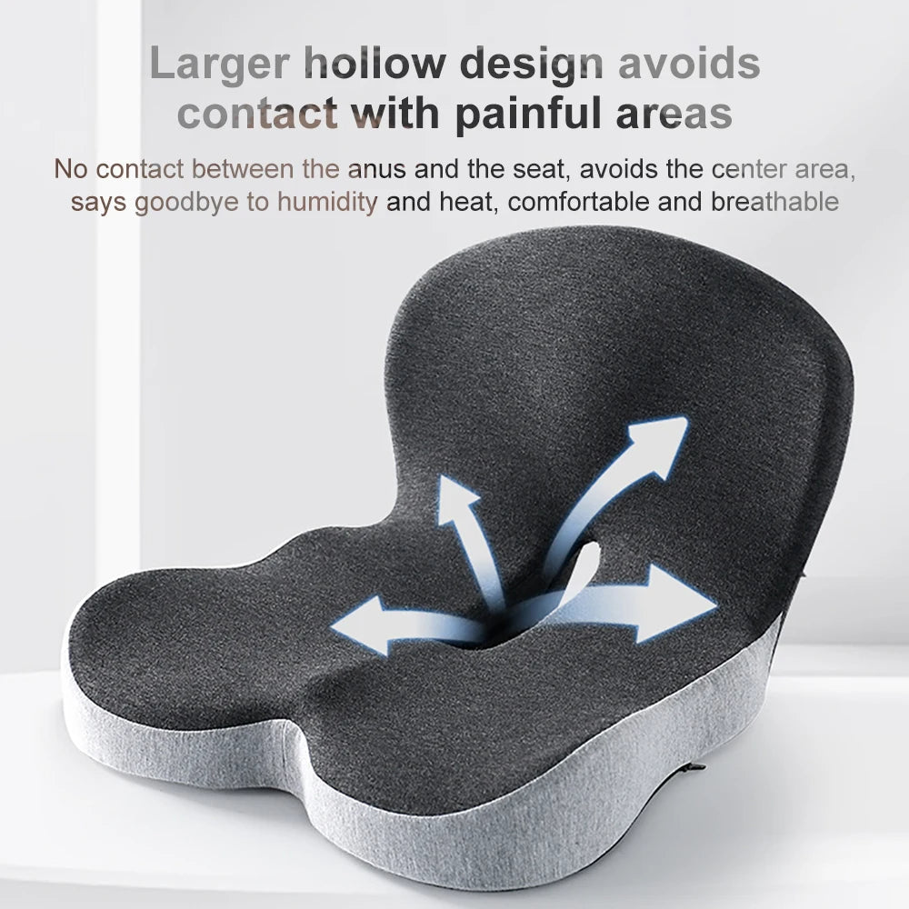 Belro Memory Foam Lumbar Pillow seat cushion for back support, ergonomic design for improved posture and comfort.