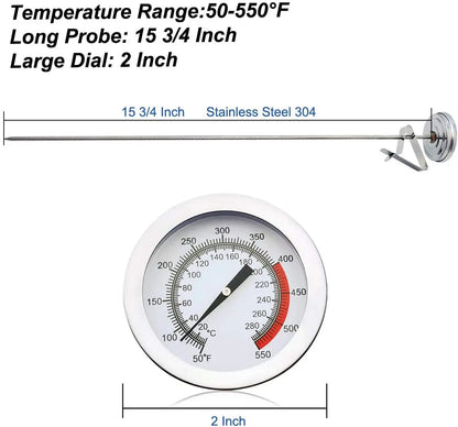 Belro stainless steel deep fry thermometer with long probe, ideal for accurate temperature measurement in cooking and food safety.