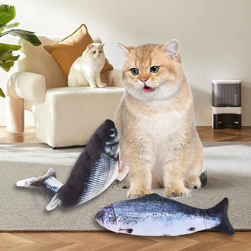 Belro USB charging interactive cat toy fish for pets, featuring a colorful, animated fish design to entertain cats.