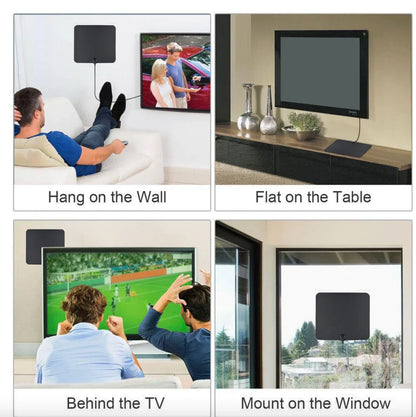 Belro 300 Miles indoor digital HDTV antenna with signal booster, showing sleek design and connection ports for high-quality TV reception.