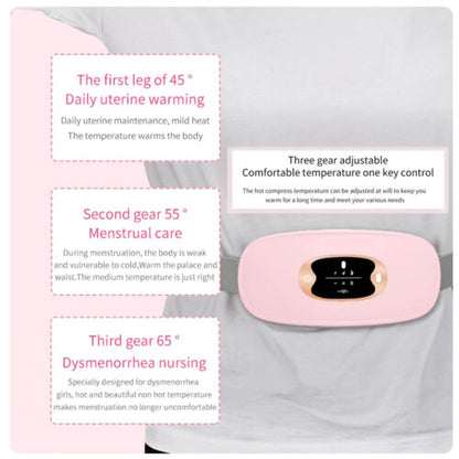 Belro smart heating massage belt for menstrual cramps, showing a comfortable belt with control panel, designed for pain relief.