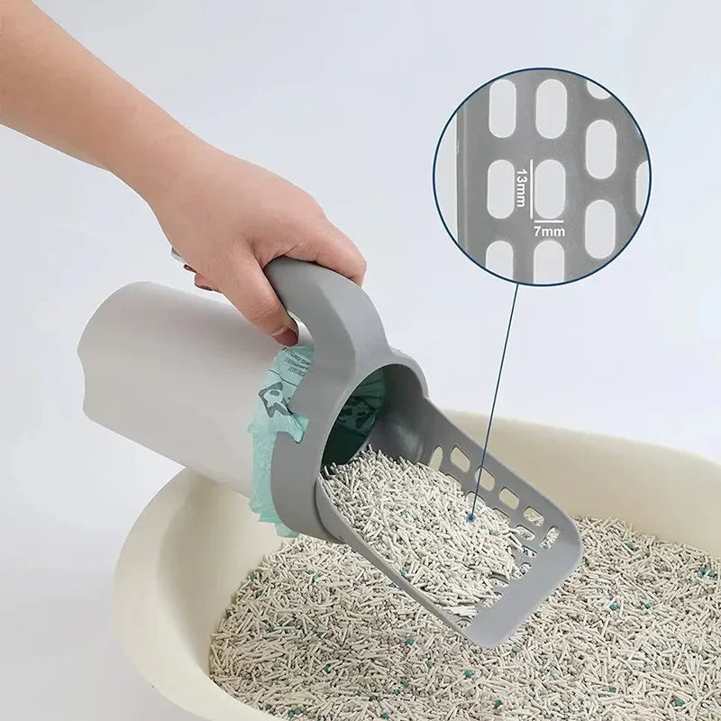 Belro All-in-One Cat Litter Scoop tool with ergonomic handle and integrated scooping and sifting features for easy litter cleaning.