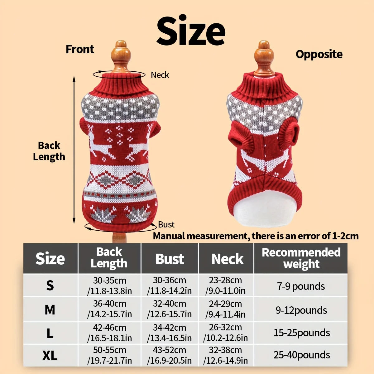 Small dog wearing a festive Belro knitted Christmas sweater, cozy pet clothing with holiday patterns and soft yarn material.