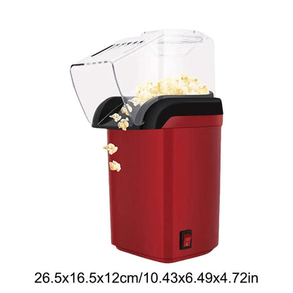 Belro automatic popcorn maker machine for home use, featuring a compact design with a transparent lid and popcorn ready to serve.